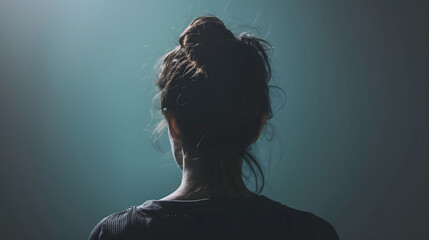 Woman's Silhouette Facing Away in Moody Lighting