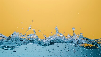 Water Splash Isolated on Yellow Background