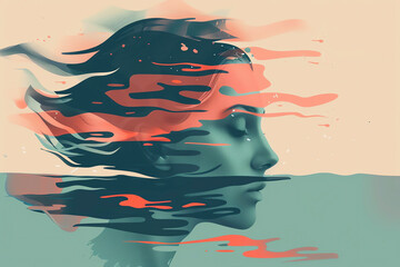 Discombobulate flat design side view chaotic scene water color Complementary Color Scheme - obrazy, fototapety, plakaty