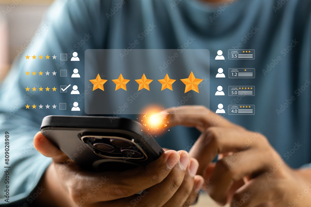 Canvas Prints online customer satisfaction survey service concept, client rate service from experience in applicat