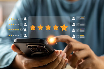 Online customer satisfaction Survey service concept, client rate service from experience in...