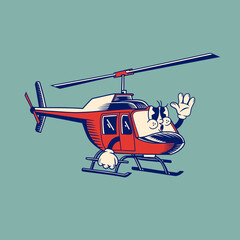 Retro character design of helicopter