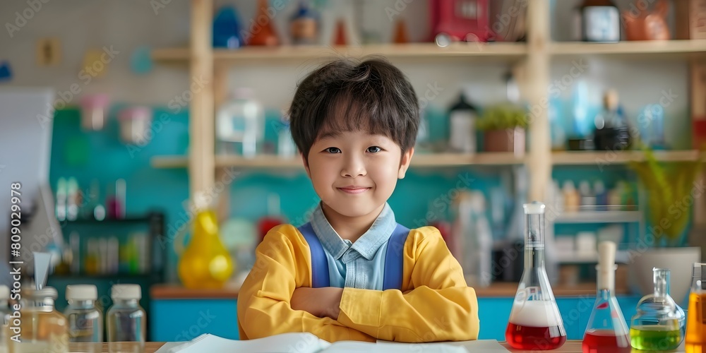 Poster start a channel to teach science experiments for kids developing skills and knowledge with fun hands