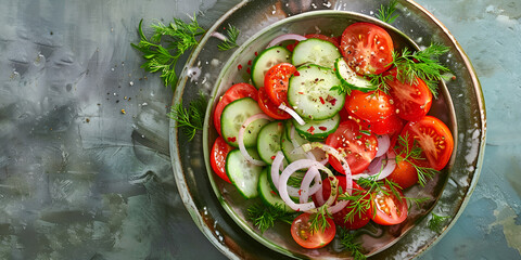 fresh summer salad of tomatoes and cucumbers.