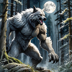 Fototapeta premium werewolf in the forest