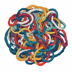 a close up of a bunch of colorful ropes on a white background