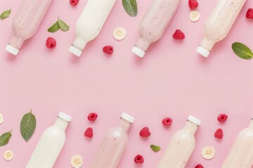 healthy smoothies in glass bottles