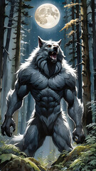 Fototapeta premium werewolf in the forest