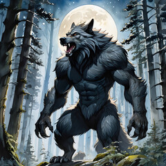 Fototapeta premium werewolf in the forest