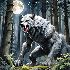 Fototapeta premium werewolf in the forest