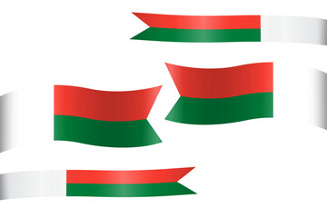 Set of flag ribbon with colors of Madagaskar for independence day celebration decoration