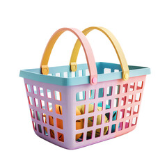 3d rendering of minimal shopping basket with coin icon. 