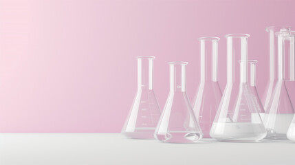 Laboratory Glassware Against Pink Background
