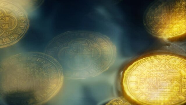 Fantasy Gold Coins Revealed Under Water
