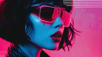Grunge noise Creative Mixed media collage retro futuristic poster with 80s and 90s cyberpunk and high fashion aesthetic. Beautiful vintage backdrop, grunge graphic design style.