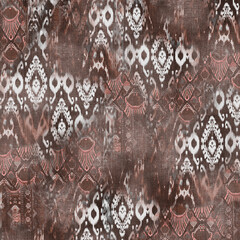 Ikat ethnic design background. Seamless pattern in tribal, folk pattern.