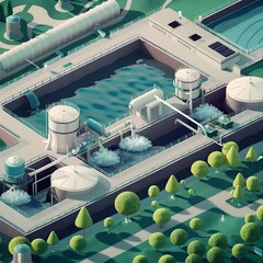 Illustrator's Vision: Renewable Energy-Powered Desalination Plants Revolutionize Clean Water Access