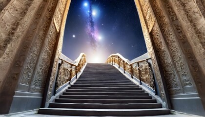 A celestial staircase ascending to the gates of he