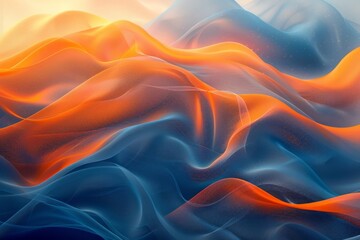 Obraz premium Colorful abstract background featuring orange, white, and blue swirls - created using artificial intelligence technology.