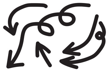 Vector illustration: Hand drawn textured black arrows on white background.