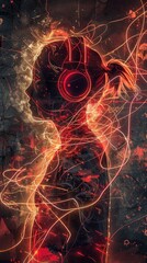 Energetic Graffiti-Inspired Digital Artwork of a Person Immersed in Music