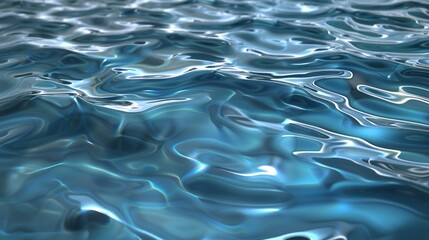 Water surface background. Blue and wavy water texture with sunlight reflections.
