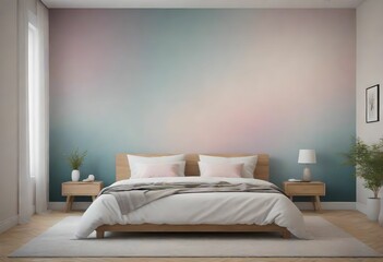 Home bed design: interior of bedroom with bed. 3D rendering