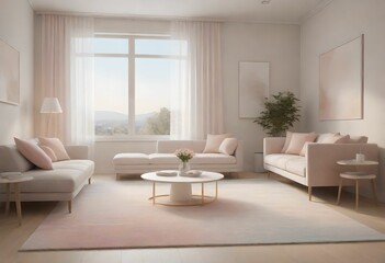 House design: living room interior. 3D rendering