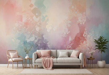 Home wall and couch: modern living room with sofa. 3D rendering