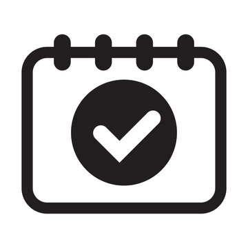 Calendar check mark icon, save a date icon.