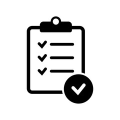 Clipboard with check mark icon isolated on background. Checklist sign symbol for web site and app design.