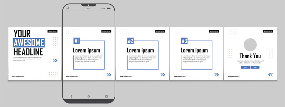 Set of LinkedIn carousel post, social media Instagram carousel post, modern and editable business carousel template design