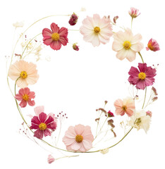 PNG Real pressed cosmos flowers pattern circle wreath