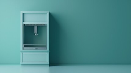 A fume hood, against a muted teal background, offering a modern and scientific atmosphere with room for text 