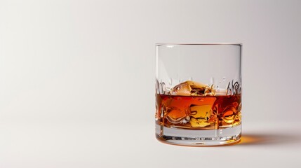 glass with whiskey on white background in high resolution and high quality. drinks concept