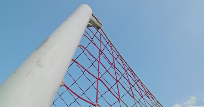 Soccer field impressions - Scoring a goal - Handheld slow-mo low-angle shot