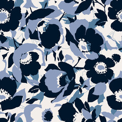 Flowers pattern, floral illustration. Fabric design