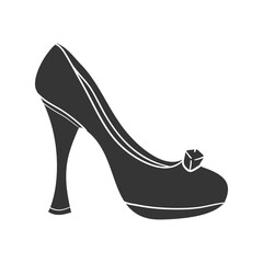 Princess Shoe Icon Silhouette Illustration. Fairytale Vector Graphic Pictogram Symbol Clip Art. Doodle Sketch Black Sign.