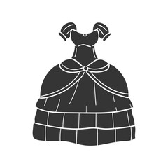 Princess Dress Icon Silhouette Illustration. Clothes Vector Graphic Pictogram Symbol Clip Art. Doodle Sketch Black Sign.