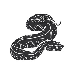 Python Icon Silhouette Illustration. Snake Vector Graphic Pictogram Symbol Clip Art. Doodle Sketch Black Sign.