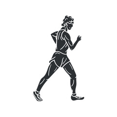 Race Walk Icon Silhouette Illustration. Athletics Vector Graphic Pictogram Symbol Clip Art. Doodle Sketch Black Sign.