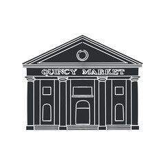 Quincy Market Icon Silhouette Illustration. Boston Vector Graphic Pictogram Symbol Clip Art. Doodle Sketch Black Sign.