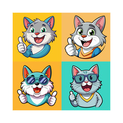 set of funny cartoon animals