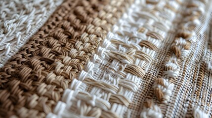 Intricate Woven Texture with Patterned Design in Natural Tones