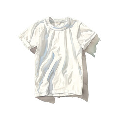 Watercolor illustration of white T-shirt on white background