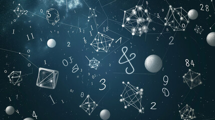 mathematical symbols and physics equations on the chalkboard, abstract background and illustration