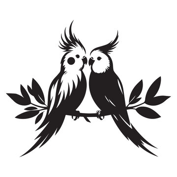 recommend clip art: silhouette vector illustration cockatiel couple