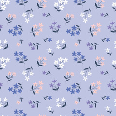 Vector decorative flowers seamless pattern design for fabric, wallpaper or wrapping paper.