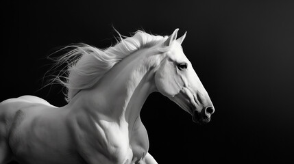 Cavalo branco no fundo preto - wallpaper HD
