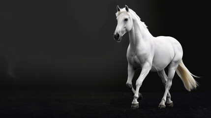 Cavalo branco no fundo preto - wallpaper HD
